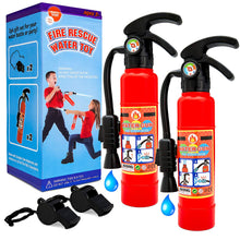 Load image into Gallery viewer, Toy fire extinguishers with Whistles 2 Pack.Shoots Real Water Great for Fireman Toys,Fireman Costume, Bath,Summer, Outdoor and Indoor Play,.