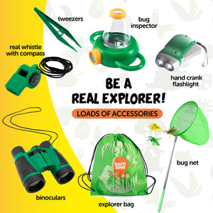 Born Toys Kids Explorer Kit & Kids Adventure Kit for Kids Ages 3-7, Kids Camping Safari Costume w/ Safari Vest & Hat, Butterfly Net, Kids Binoculars, Bug Toys, Dinosaur Toys- Dress Up & Pretend Play
