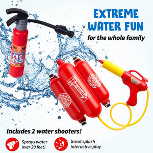 Born Toys Water Gun for Kids for Ages 3-7, Backpack Water Gun, Toy Fire Extinguisher - Use as Squirt Gun, Water Shooter, Water Blaster Soaker Gun - Great Fireman Toys for Fireman Costume for Kids