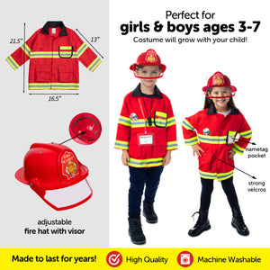 Kids Fireman Costume and Role-Play Toy Accessories ( 10 Pcs )