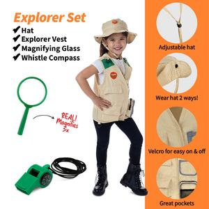 Born Toys Dress Up & Pretend Play 3-in-1 Premium Kids Costumes Set Ages 3-7, Washable Kids Dress Up Clothes for Play - Scientist, Explorer & Gardener as Dress Up Clothes for Little Girls & Boys