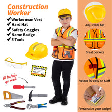 Load image into Gallery viewer, Born Toys Premium 27 Piece Dress Up Clothes for kids 3-7 Construction Worker with kids Tool Set,Gardening Costume with Gardening Tools,Chef or Baker with Baking toys