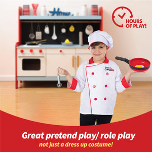 Born Toys Chef Costume for Kids w/ Chef Hat for Kids Ages 3-7, Kids Kitchen Accessories Set w/ Fun Recipe Book, Cooking Set for Kids Costume Washable and Dress Up & Pretend Play for Boys & Girls