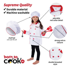 Load image into Gallery viewer, Born Toys Chef Costume for Kids w/ Chef Hat for Kids Ages 3-7, Kids Kitchen Accessories Set w/ Fun Recipe Book, Cooking Set for Kids Costume Washable and Dress Up &amp; Pretend Play for Boys &amp; Girls