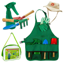 Load image into Gallery viewer, Born Toys Kids Gardening Set, Kids Gardening Tools with rake, Kids Gardening Gloves and Washable Apron Set for Real or Sand Gardening and Dress up Clothes or Role Play