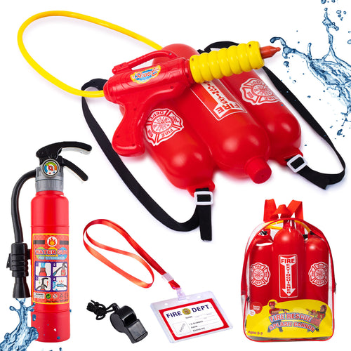 Born Toys Water Gun for Kids for Ages 3-7, Backpack Water Gun, Toy Fire Extinguisher - Use as Squirt Gun, Water Shooter, Water Blaster Soaker Gun - Great Fireman Toys for Fireman Costume for Kids