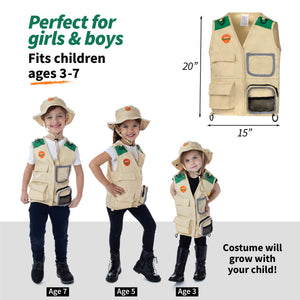 Born Toys Premium Outdoor Explorer Kit for Kids Ages 3-7 Dress Up & Pretend Play Costumes for Boys & Girls 3-7 w/ Washable Kids Safari Vest Safari Hat and Binoculars- Outdoor Explorer Set & Scavenger Hunt