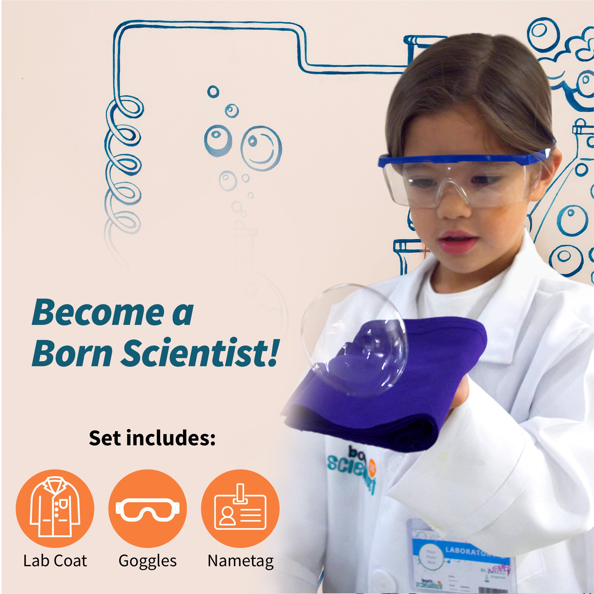 goggles and lab coat Born Toys Science Kits for Kids w/ Kids Lab Coat for Ages 5-8, Include – BornToys